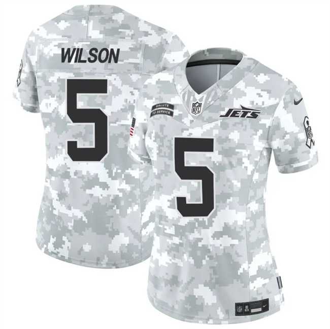 Women%27s New York Jets #5 Garrett Wilson 2024 F.U.S.E Arctic Camo Salute To Service Limited Stitched Jersey Dzhi->new york jets->NFL Jersey